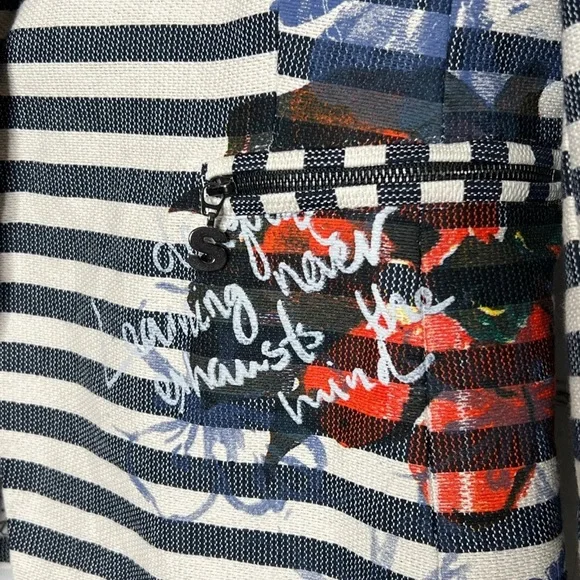 Striped Women's Blazer with Artistic Accents - Picture 6 of 13